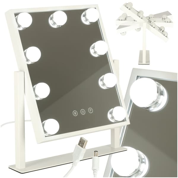 Hollywood LED-belyst sminkspegel med 9 USB-lampor 25 x 30 cm