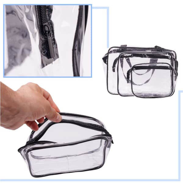 Transparent kosmetikväska, researrangör för flyget, 3 st