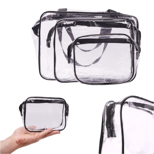 Transparent kosmetikväska, researrangör för flyget, 3 st