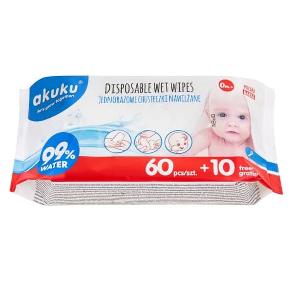 Vådservietter 70 stk, Akuku