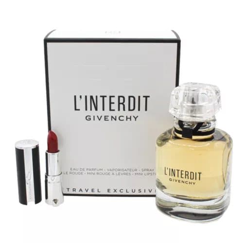 Givenchy L’Interdit 80ml Eau De Parfum Gift Set EDP Perfume + Red Lipstick 333
