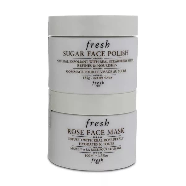 Fresh 100ml Rose Face Mask 125g Sugar Face Polish Set Refines Buffs & Hydrates