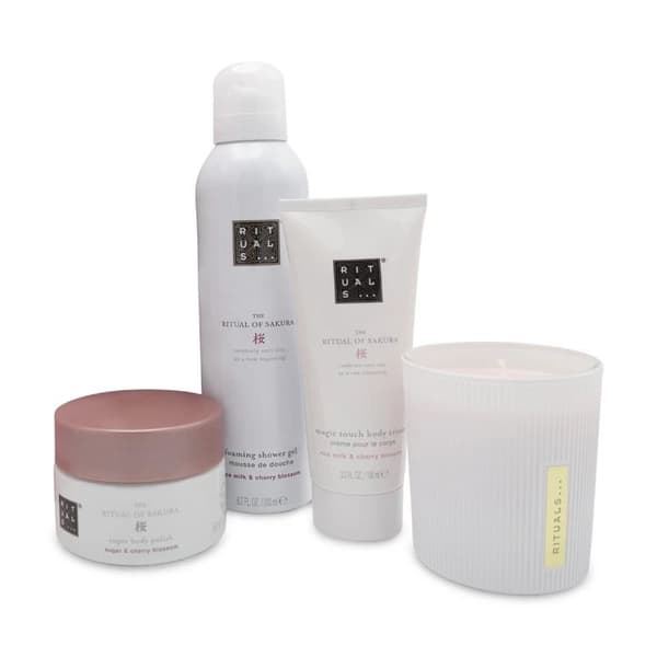 Rituals Sakura Gift Set Bath & Body Candle Shower Gel Body Scrub Cream