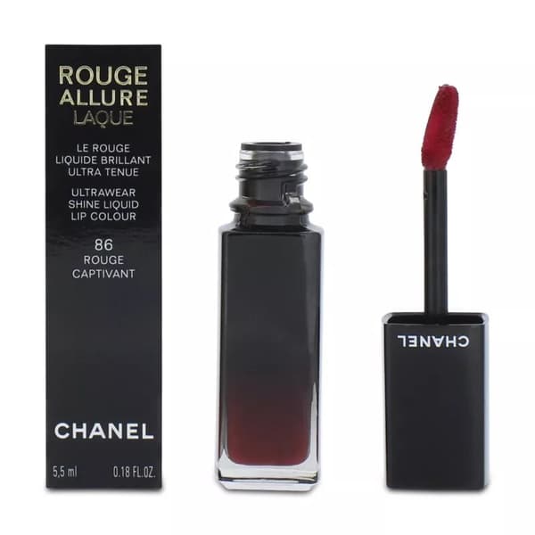 Chanel Red Liquid Lipstick Rouge Allure Laque Shiny Lip 86 Rouge Captivant