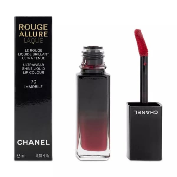 Chanel Red Liquid Lipstick Rouge Allure Laque Shiny Lip Colour 70 Immobile