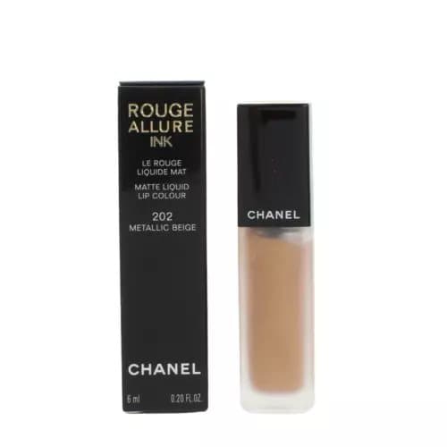 Chanel Gold Lipstick Rouge Allure Ink Lip Colour 202 Metallic Beige Lip Stick