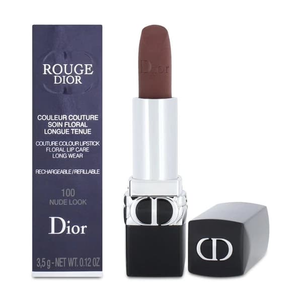 Dior Rouge Lipstick Floral Care 100 Nude Look Velvet 3.5g