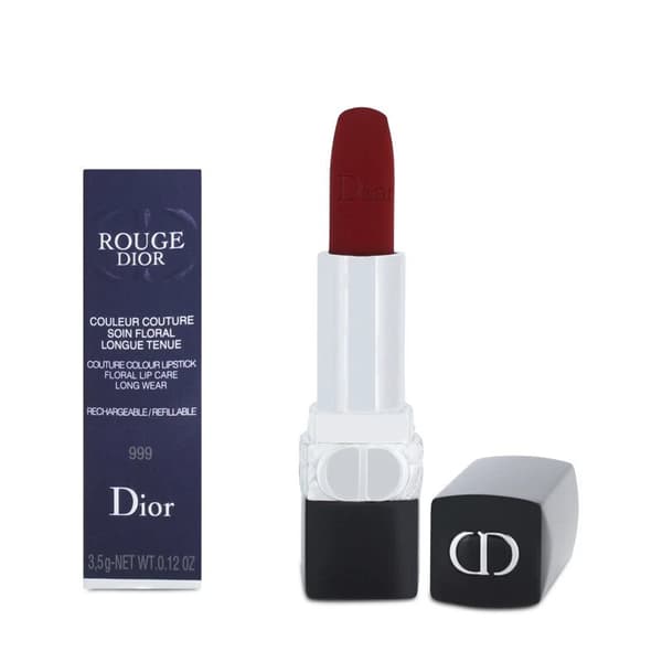 Dior Rougue Contour Colour Lipstick & Wear 999 Velvet Red Long Wear Lip Colour