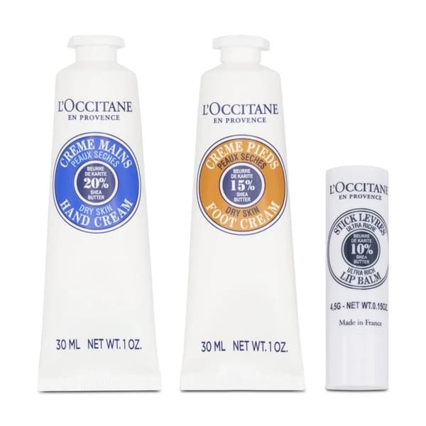 “L’Occitane Hand Foot Creams & Lip Balm Shea Butter Dry Skin Skincare Travel Set
