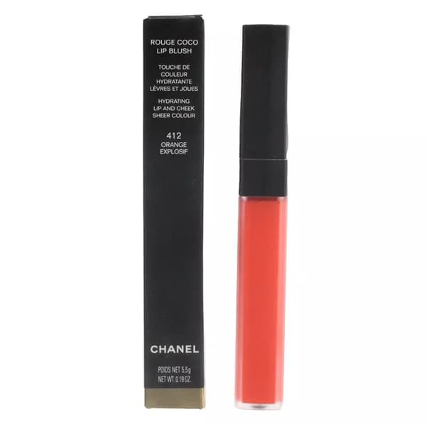 Chanel Coral Lipstick Rouge Coco Lip & Cheek Liquid Blush 412 Orange Explosif