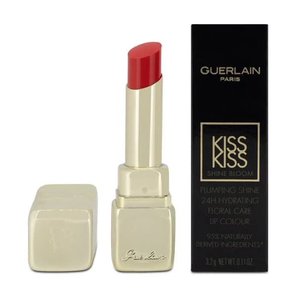 Guerlain KissKiss Shine Bloom Rouge Hydration Red Satin Lipstick 520 Love Bloom
