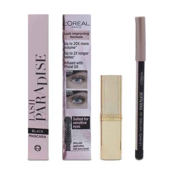 L’Oreal Black Mascara Eyeliner Nude Lipstick 235 Make Up Set I Am Worth It Nudes