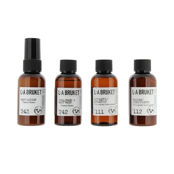LA Bruket Shampoo Conditioner Body Wash & Lotion Travel Set 4 x 55ml