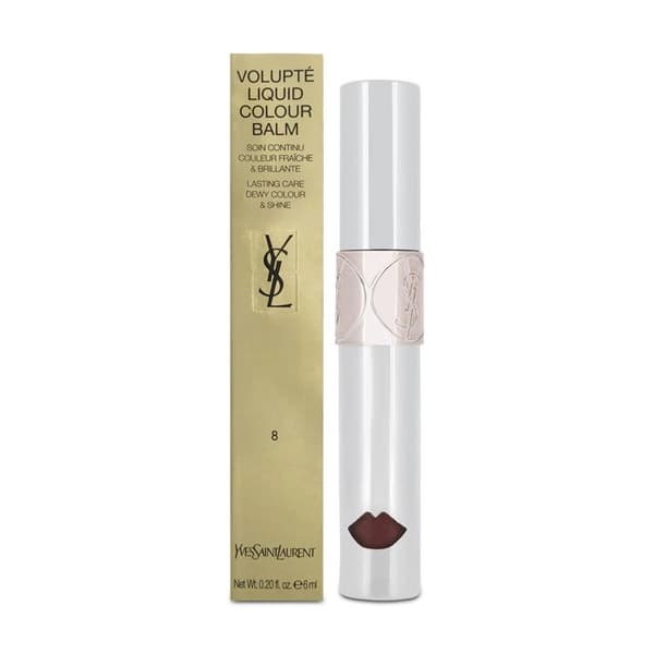 YSL Pink Lip Gloss Volupte Liquid Lip Balm 8 Excite Me Pink Dewy Colour -