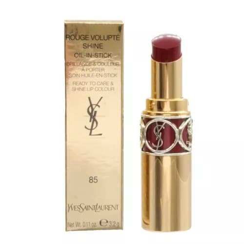 YSL Burgundy Lipstick Rouge Volupte Shine Oil-In-Stick 85 Burgundy Love Stick