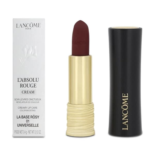 Lancôme L’Absolu Rouge Cream Lipstick 18H-Wear 01 Universelle La Base Rosy