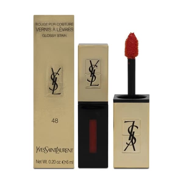 YSL Liquid Lipstick Lip Stain Rouge Pur Couture Glossy Lip 48 Orange Graffiti