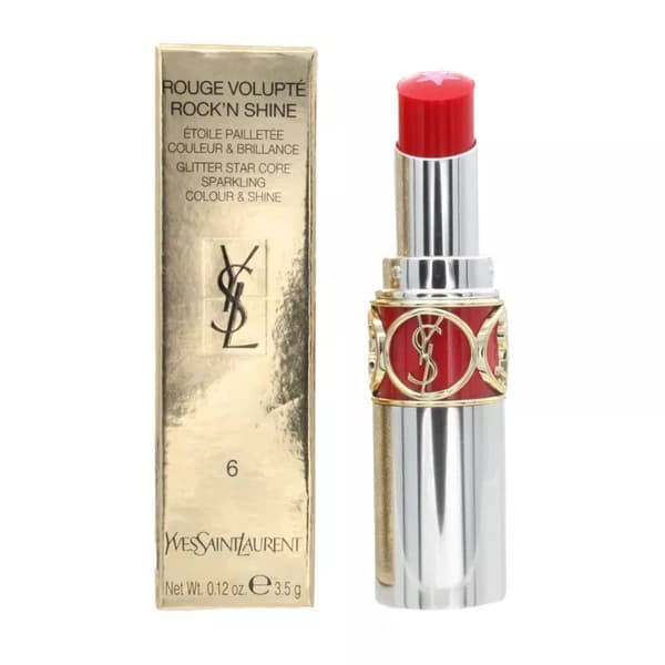 YSL Lipstick Rouge Volupte Rock’n Shine Glitter Star Core 6 Orange Speaker
