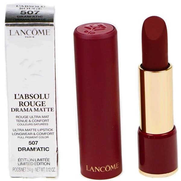Lancome Dark Red Lipstick L’Absolu Rouge Drama Matte Lip Stick 507 Dram’atic