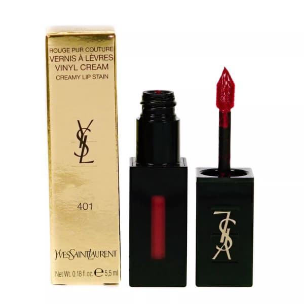 YSL Red Liquid Lipstick Vinyl Cream Stain 401 Rouge Vinyle Yves Saint Laurent