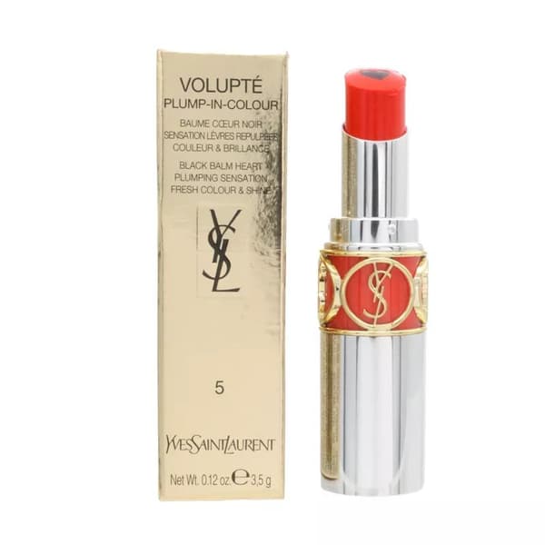 YSL Orange Lipstick Lip Balm Volupte Plump In Colour 5 Delirious Orange -