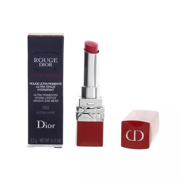 Dior Red Lipstick Rouge Ultra Pigmented Hydra Lip Colour 763 Ultra Hype -