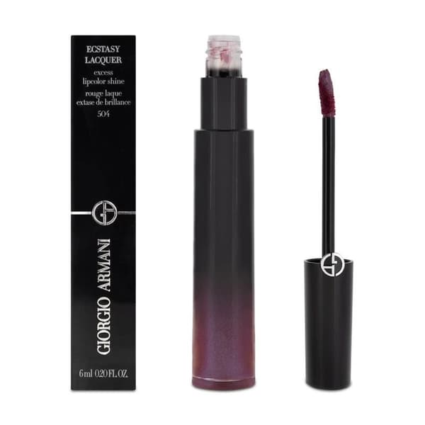 Giorgio Armani Pink Lipstick Ecstasy Lacquer Lip Color Shine Pink-Out 504 - 6ml