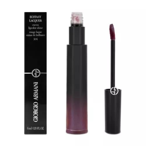 Giorgio Armani Pink Lipstick Ecstasy Lacquer Lip Color Shine Pink-Out 504 - 6ml