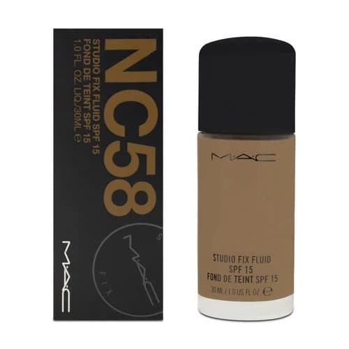 MAC Dark Foundation Studio Fix Fluid SPF 15 30ml NC58 Matte Shine Oil Control