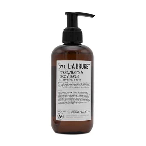 L A Bruket Hand & Body Wash Wild Rose 240ml Pump Bottle Soap