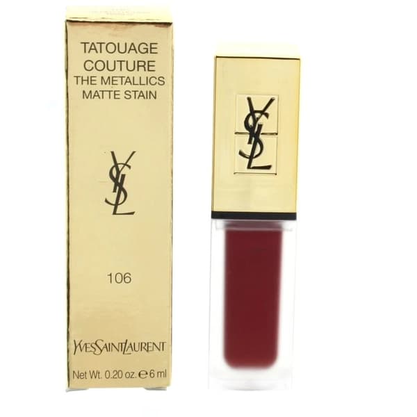 YSL Red Lipstick Tatouage Couture The Metallics 106 Gilded Fuchsia Rivals -