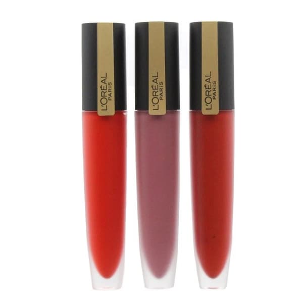 L’Oreal Red & Pink Lipstick x 3 Rouge Signature Matte Colour Liquid Lipstick Set