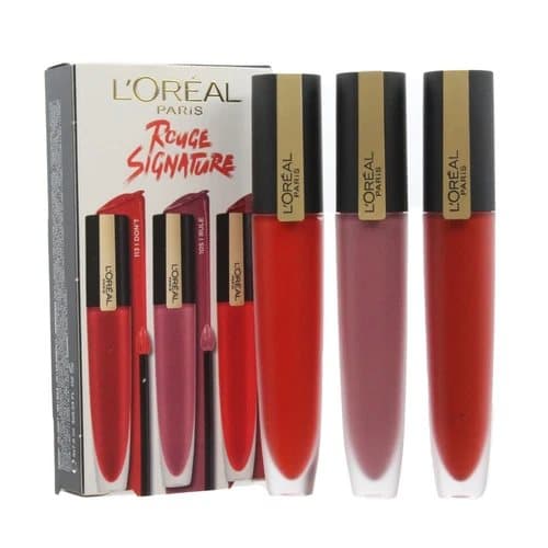 L’Oreal Red & Pink Lipstick x 3 Rouge Signature Matte Colour Liquid Lipstick Set