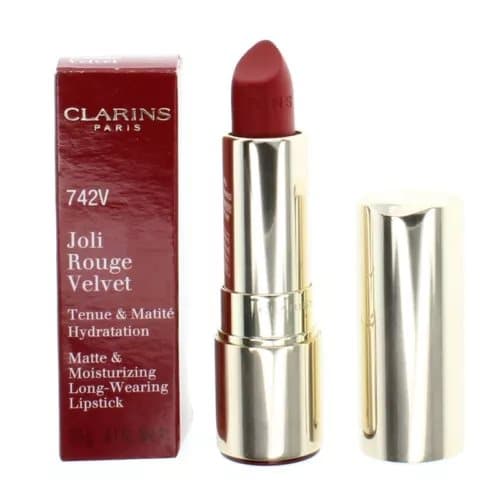 Clarins Red Lipstick Joli Rouge Velvet Matte Lip Colour 742V 3.5g Brand