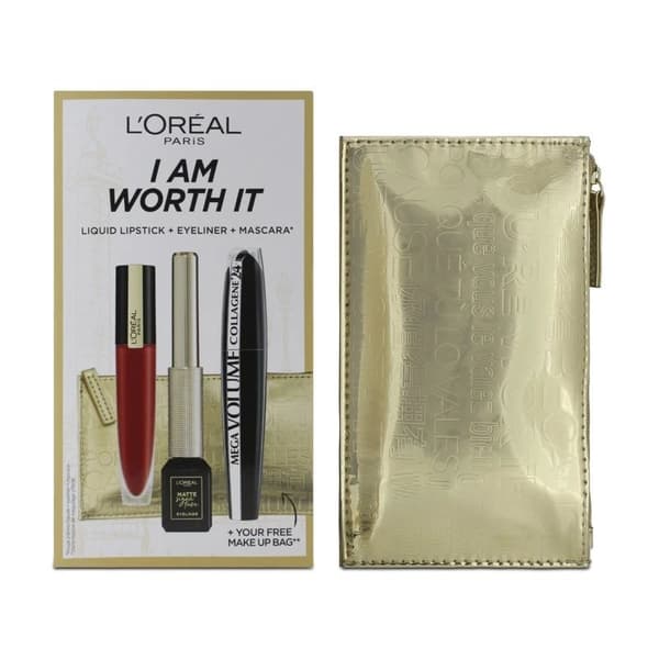 L’Oreal Collagene 24H Volume Black Mascara & Eyeliner Red Lipstick Set
