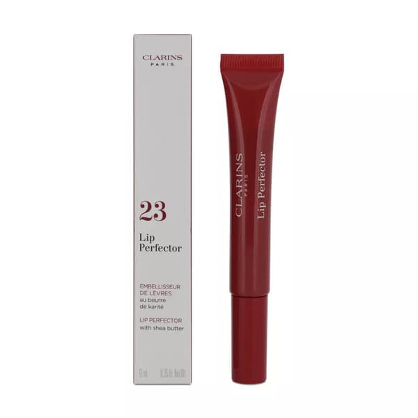 Clarins Lip Perfector 23 Pomegranate Glow Red Shea Butter Plumped Lips