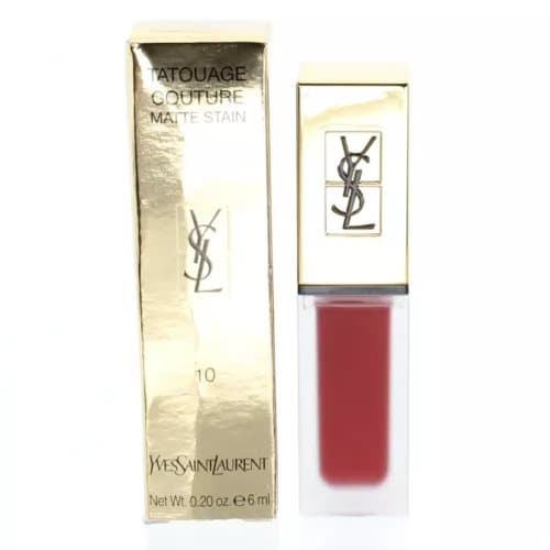 YSL Red Lip Stain Liquid Lipstick 10 Carmin Statement Yves Saint Laurent -