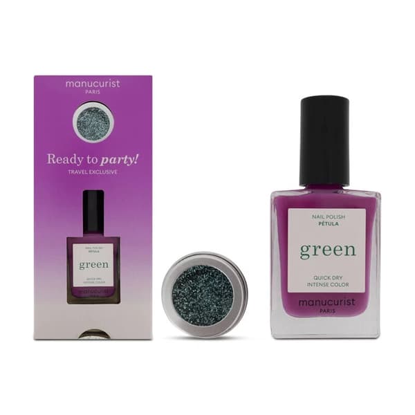 Manucurist Pink Nail Polish + Turquoise Biodegredable Glitter Pot Nail Gift Set