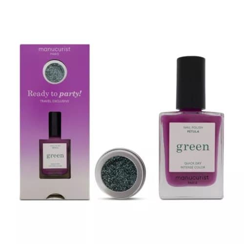 Manucurist Pink Nail Polish + Turquoise Biodegredable Glitter Pot Nail Gift Set