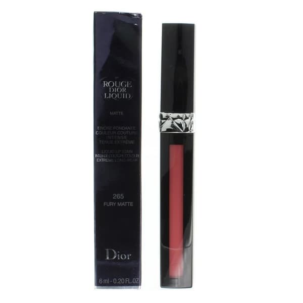 Dior Pink Lipstick Rouge Liquid Lip Stain Matte 265 Fury Matte Long Wear -
