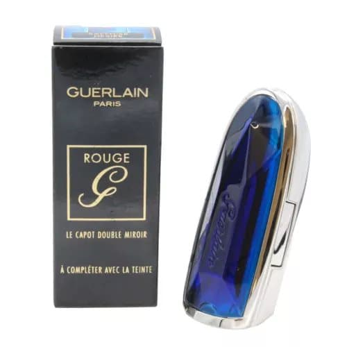 Guerlain Blue Lipstick Case Rouge G Sapphire Desire Double Mirror Cap Makeup