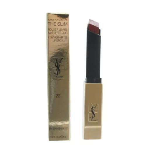 YSL Burgundy Matte Lipstick The Slim Leather Lip Stick 22 Ironic Burgundy