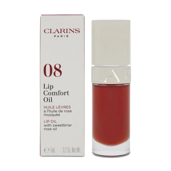 Clarins Lip Comfort Oil 08 Strawberry Sweetbriar Rose Oil Red Lip Balm 7ml