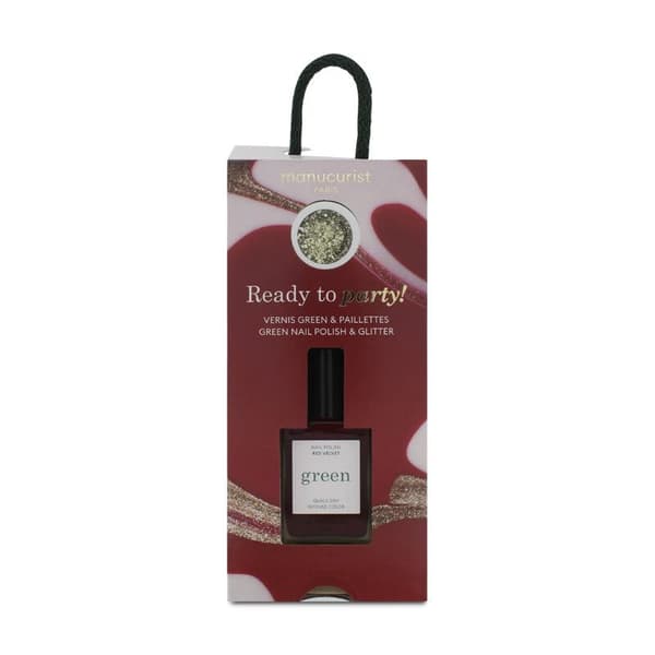 Manucurist Ready To Party Red Velvet Nail Polish & Gold Glitter