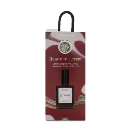 Manucurist Ready To Party Red Velvet Nail Polish & Gold Glitter