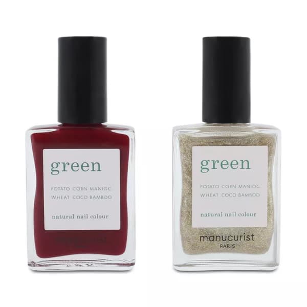 Manucurist Pomegranate Red 15ml & Gold Nail Polish 15ml Duo Nail Gift Set