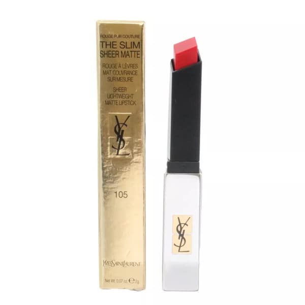 YSL Red Lipstick The Slim Sheer Matte Lightweight 105 Red Uncovered Lip Stick 2g