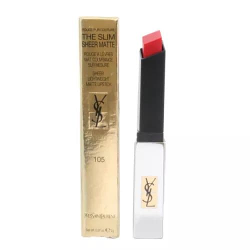 YSL Red Lipstick The Slim Sheer Matte Lightweight 105 Red Uncovered Lip Stick 2g