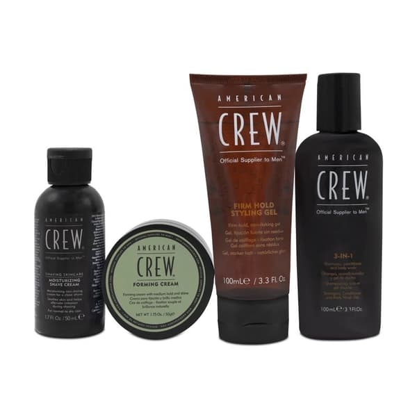 American Crew Men’s Groom Kit Shampoo Shaving Cream Face Cream Hair Gel Set