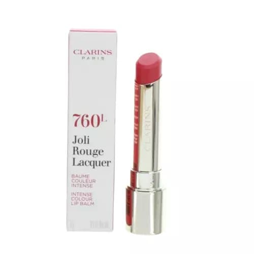 Clarins Pink Lipstick Joli Rouge Lacquer 760L Pink Cranberry Tinted Lip Balm